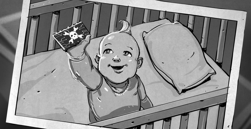 baby holding IC chip