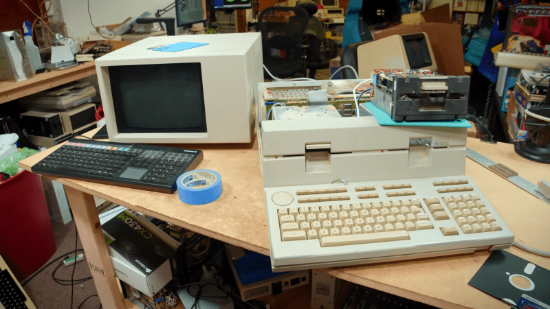 An HP9863C partially disassembled on a workbench